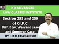 Section 258  259 of crpc  and diff btw summon trial and warrant trial    by kd charan sir