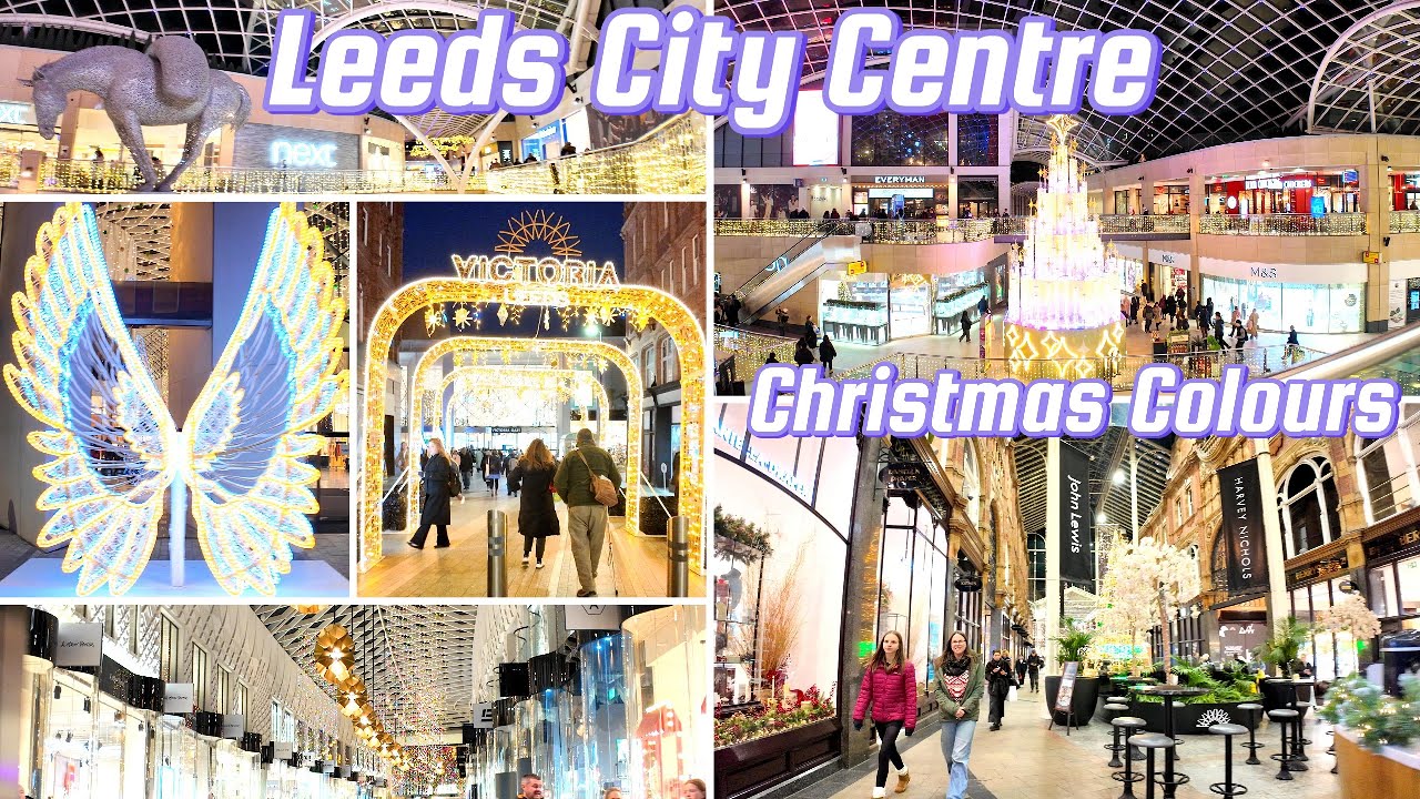 Christmas Lights Victoria Quarter Leeds City Centre England UK | New Year Lights | Christmas 2025