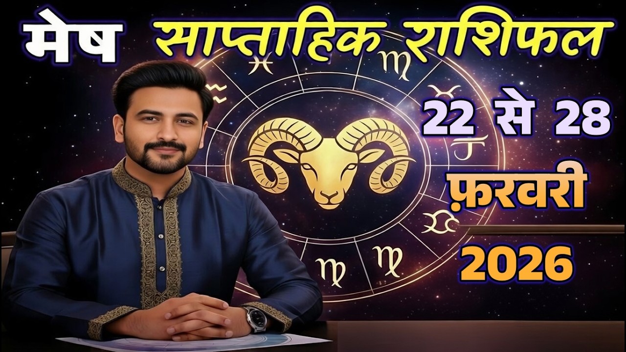 मेष  साप्ताहिक राशिफल 22 से 28 फ़रवरी 2026 | पंचग्रही योग से बड़ा धमाका!?#MeshSaptahikRashi