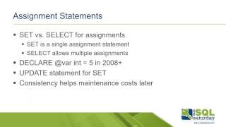 2017 07 20 10 30 TSQL Best Practices β Notes from the Field