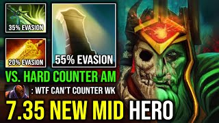 7.35 NEW MID HERO First Item Radiance 55% Evasion Butterfly Wraith King Vs Hard Counter AM Dota 2