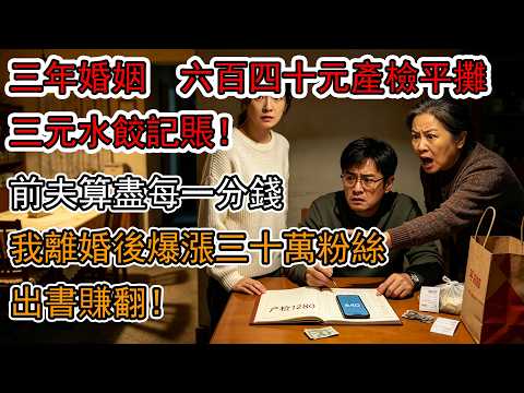 3 年婚姻、640 元產檢 AA、3 元水餃記賬！前夫算盡每一分錢，我離婚後爆漲 30 萬粉絲，出書赚翻！！！#家庭倫理 #家庭矛盾 #女性成长