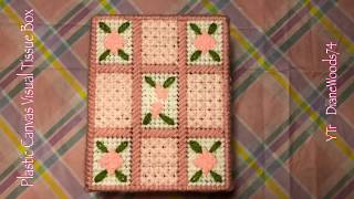 Pink Flower Visual Tissue Box Plastic Canvas