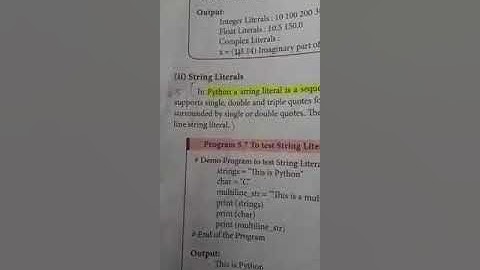 12th computer science chapter 5 string literals