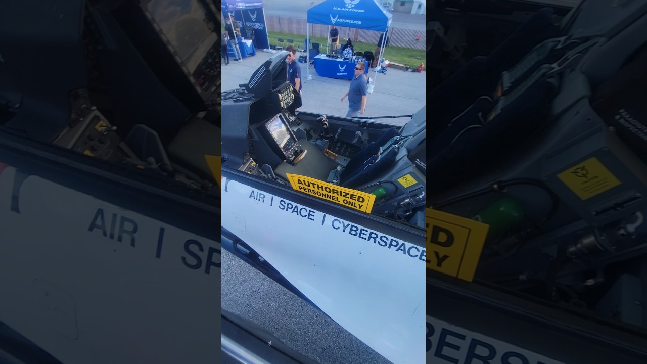 United States Thunderbird jet cockpit up close and personal inside look.