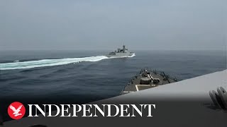 Taiwan Strait: Footage released of near miss between Chinese warship and US destroyer