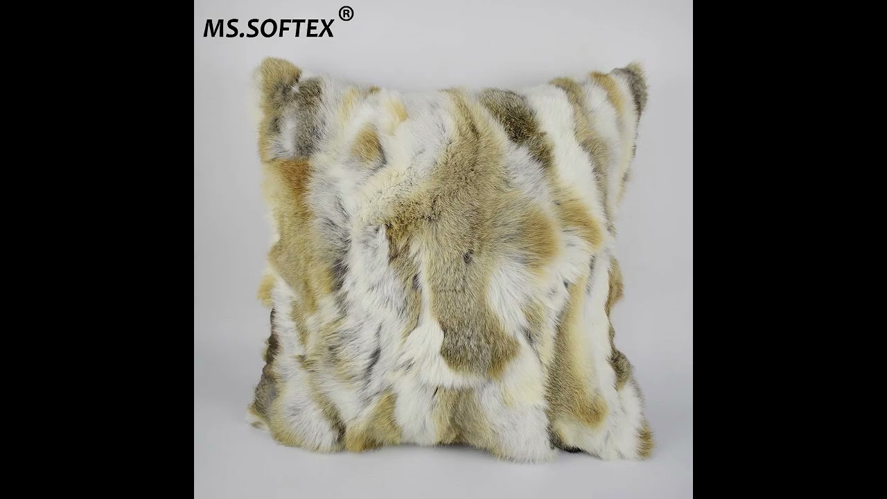 MWFur Home Pillow Cover Factory OEM FREE SHIPPING Natural Fur Pillow Case Patchwork Genuine Rabb