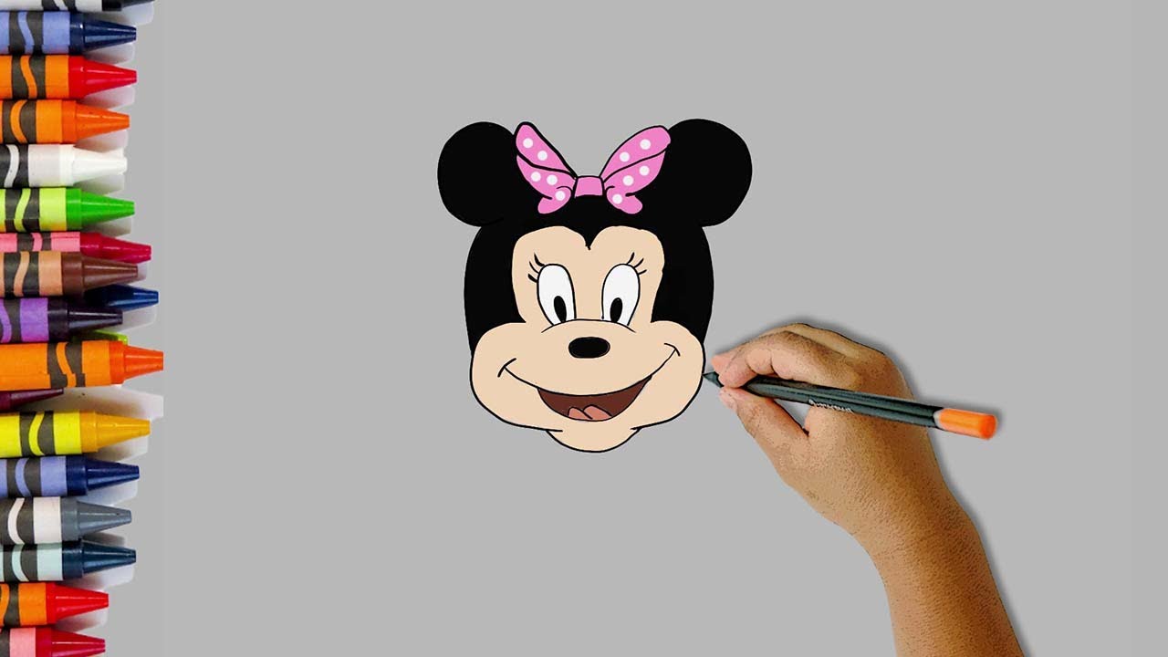 Minnie Mouse Drawing & Colouring for Kids! How to Draw Minnie Mouse ...