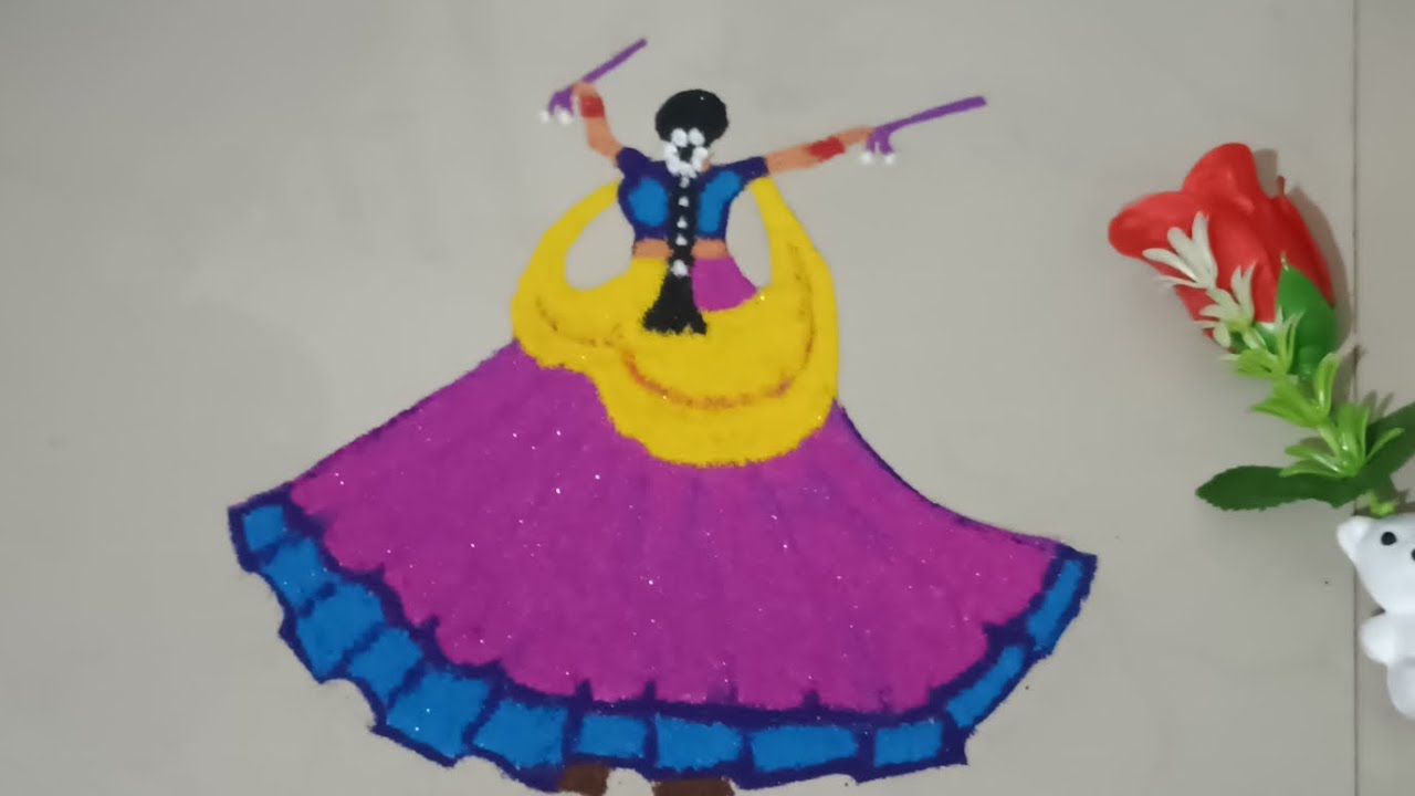 Garba rangoli| Easy dandiya rangoli| #dandiya #garba #navratri #rangoli #festival #rohini 