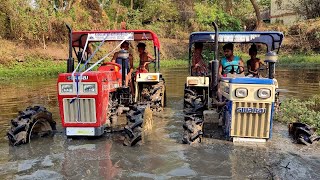 Swaraj 744 fe 4 x 4 And Swaraj 855 fe Will land on the pond 😲