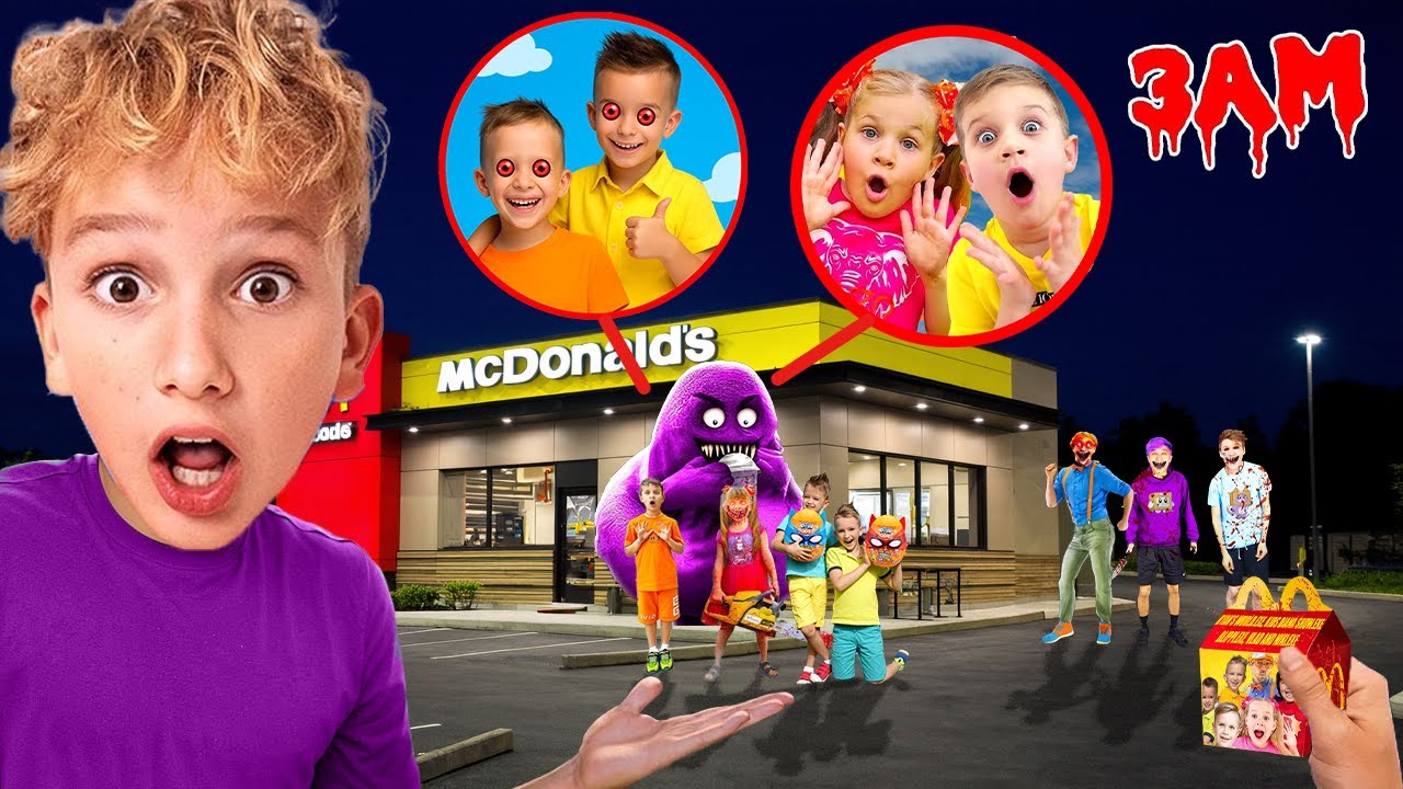 Do NOT Order EVIL Diana & Roma, Vlad y Niki and Grimace Shake Happy Meals at 3AM!