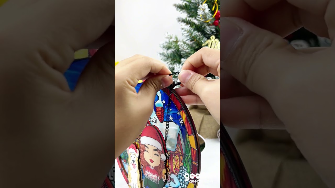 Our Happy Snowy House Dog Cat Personalized Suncatcher Ornament 