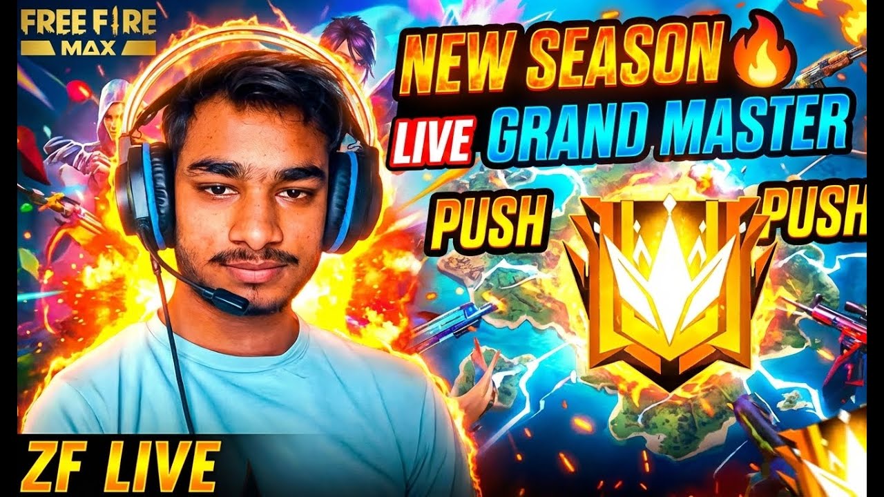LIVE Rank Push 🔥 | New Season Grand Master | Free Fire MAX | ZF LIVE ...