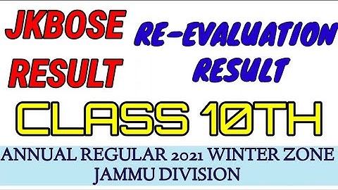 JKBOSE Result | Re-evaluation Result Class 10th Annual Regular 2021 Jammu Division