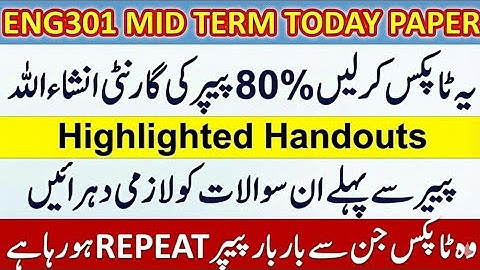 ENG301 Midterm Preparation | Today