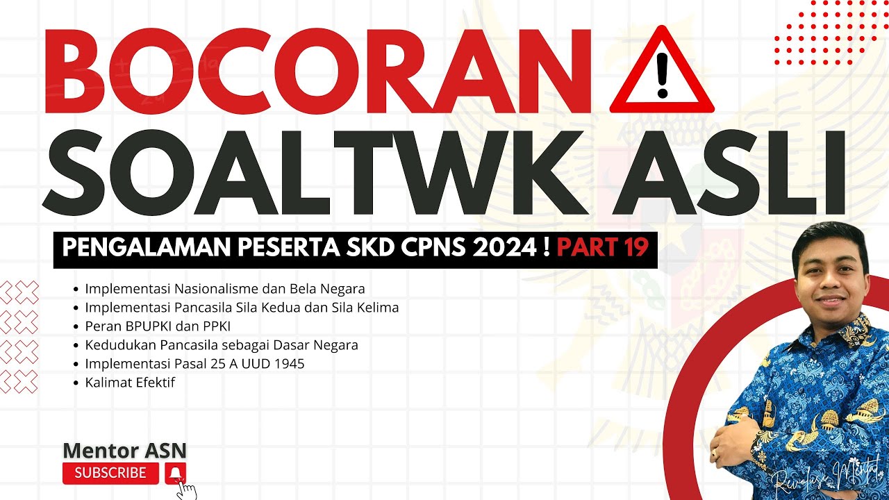 BOCORAN SOAL TWK CPNS 2024 ‼️ TWK MATERI TERSULIT CPNS 2024 – PART 19