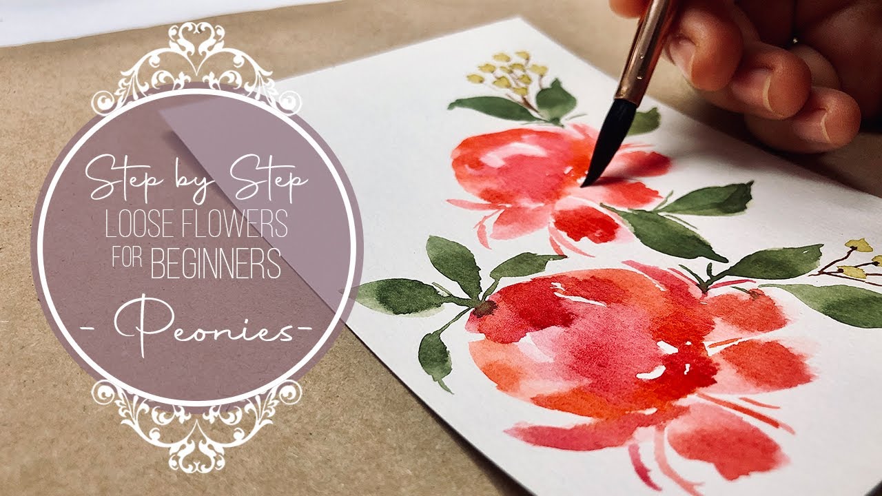 HOW TO DRAW LOOSE PEONIES for BEGINNERS || Step by Step Watercolor ...
