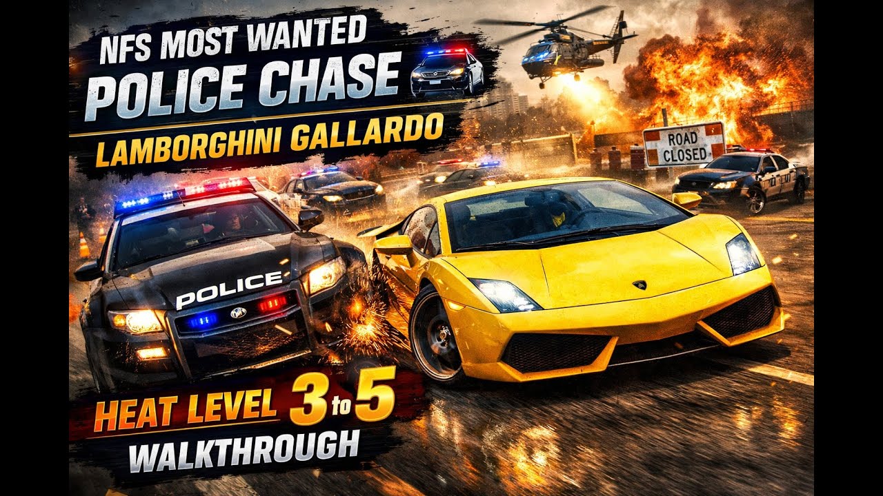 NFS Most Wanted Police Chase 🚓 | Lamborghini Gallardo | Heat Level 3 to 5 Walkthrough