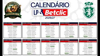 Calendário Liga Portugal Betclic 2026-2027 - SPORTING CLUBE DE PORTUGAL