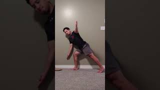 Long Split Stance T-Spine Rotation (inside leg) - wall guide