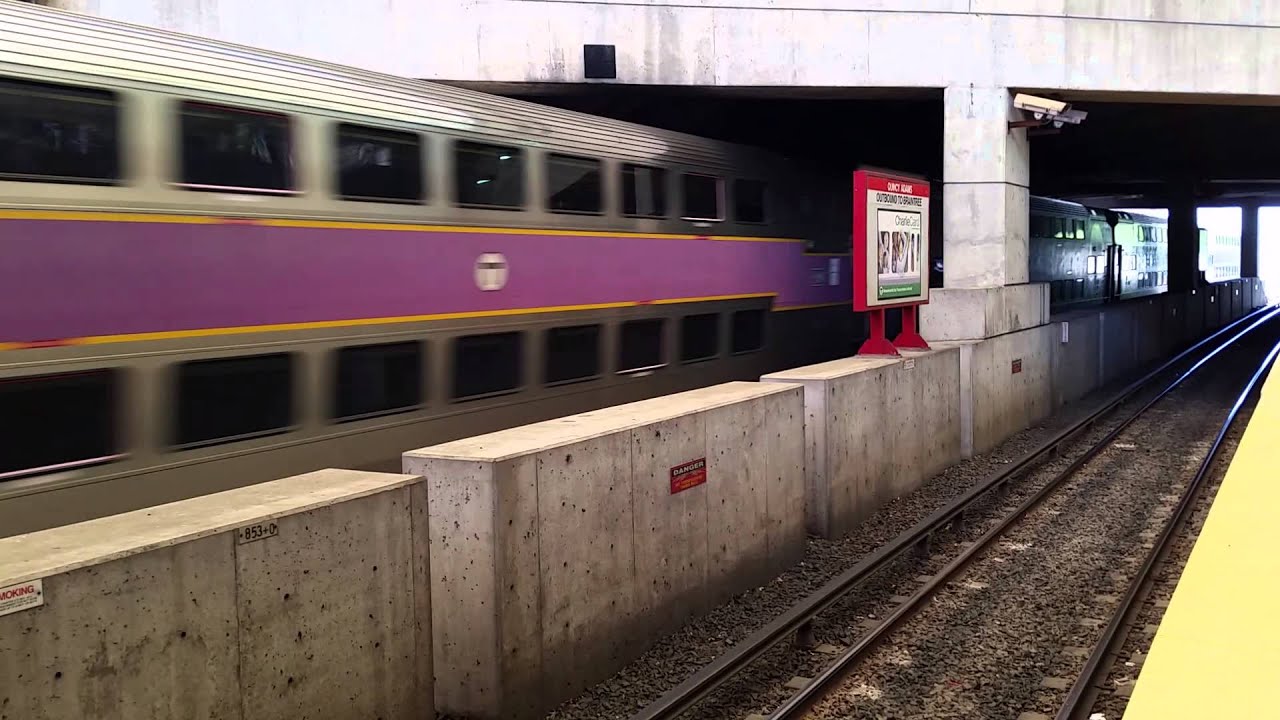 MBTA Commuter Rail passing Quincy Adams YouTube