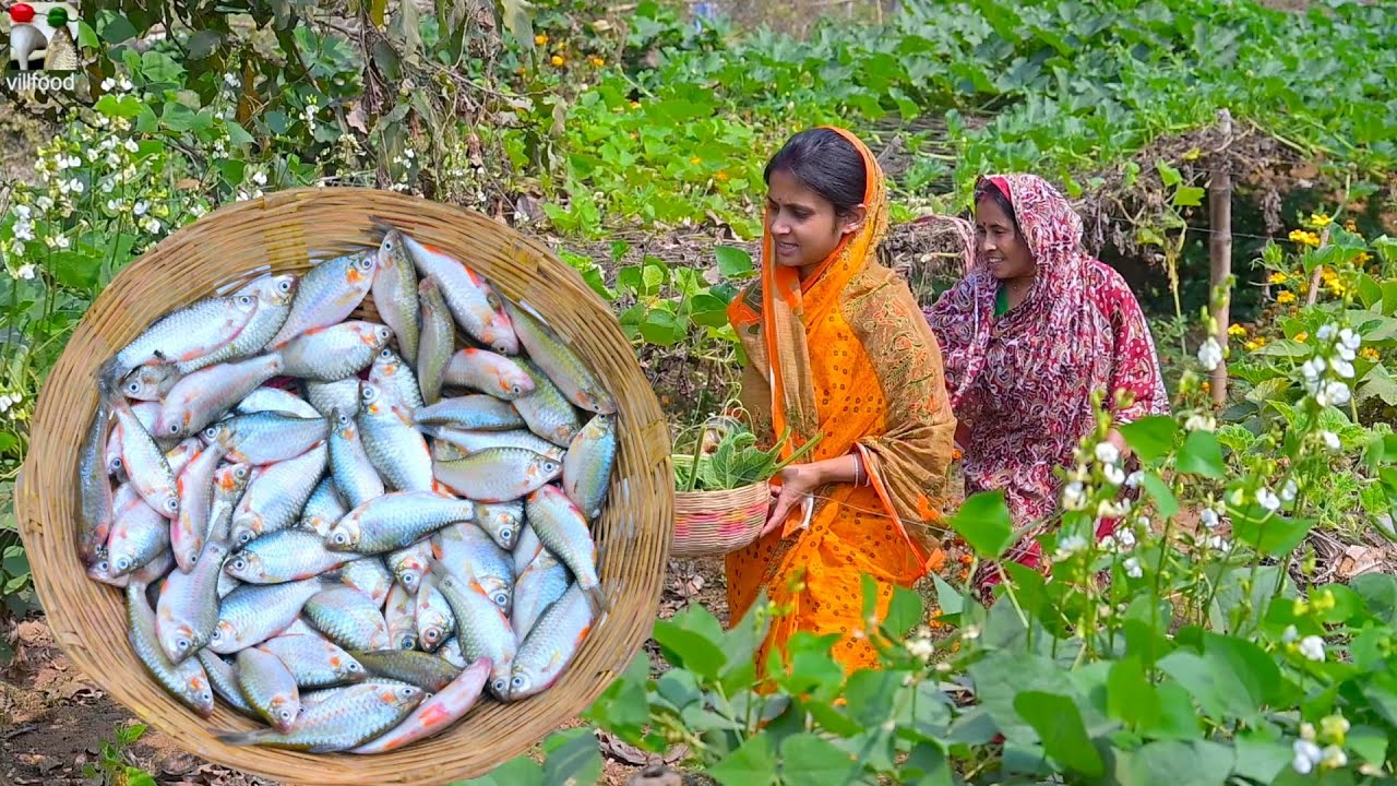 ডিমভরা পুটি মাছ দিয়ে তাজা সিমের ঝোল সঙ্গে লাউডগা রান্না | Village style puti macher jhol recipe
