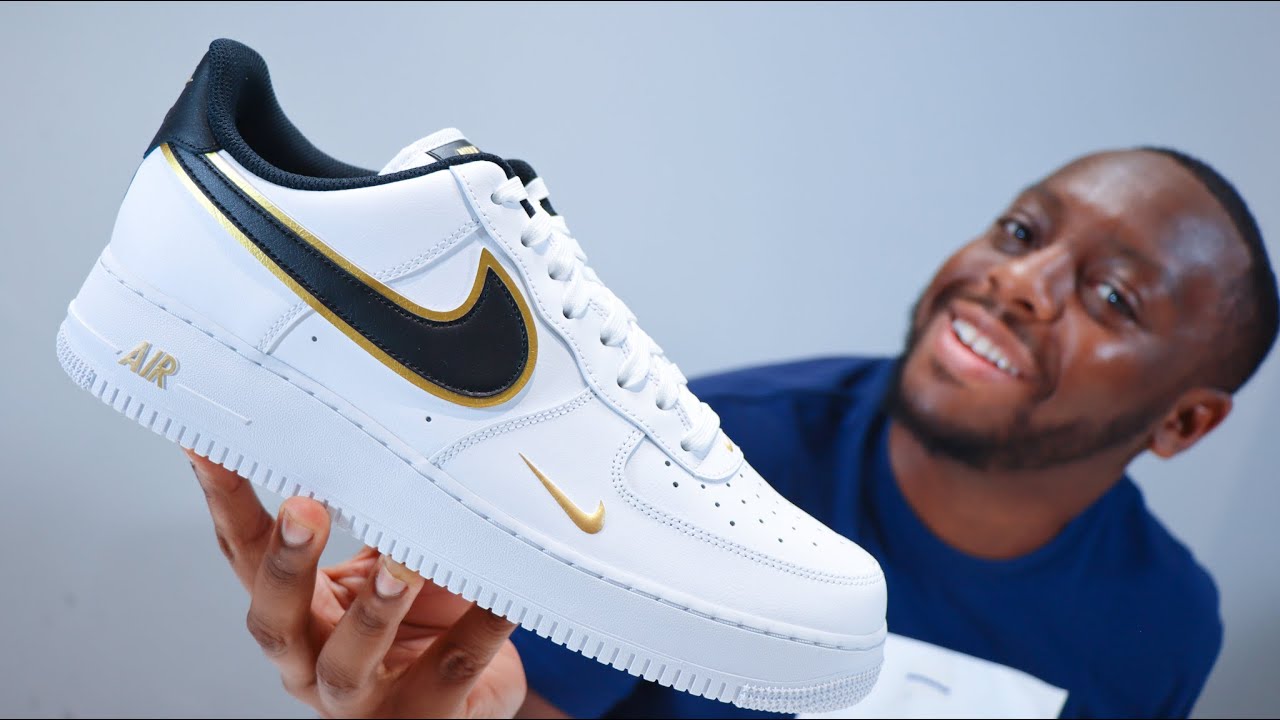 Nike Air Force 1 White Metallic Gold LV8 On Foot Sneaker Review  QuickSchopes 213 Schopes DA8481 100 - YouTube