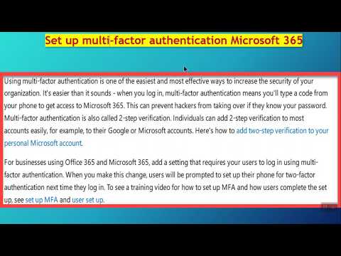 How Set up multi factor authentication Microsoft 365
