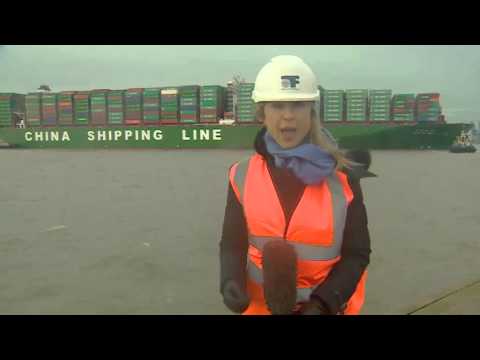World's Largest Ever Container Ship Calls At Felixstowe