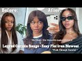 HOW TO: CUT LAYERS with CURTAIN BANGS + FLAT IRON BLOW OUT TRICK ft OMGHERHAIR