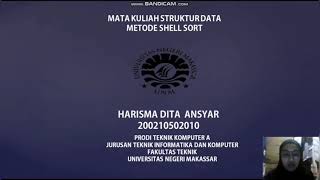 PROGRAM SHELL SORT II STRUKTUR DATA II HARISMA DITA ANSYAR