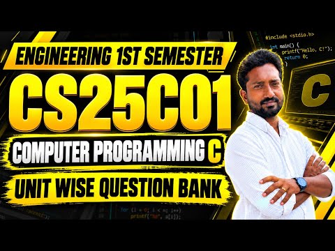 CS25C01 | Computer Programming in C | Important Questions| Engineering 1st semester important|2026