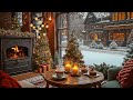 Snowy Winter Coffeehouse Jazz ☕ Relaxing Jazz Music &amp; Fireplace Crackling for Relaxing Moments