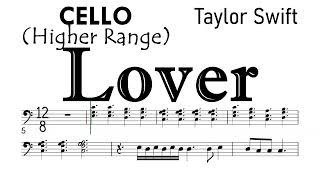 Lover Taylor Swift Cello Higher Range Sheet Backing Track Partitura