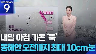 [날씨] 내일(12일) 아침 기온 ‘뚝’…동해안 오전까지 최대 10cm 눈 / KBS  2025.12.11.