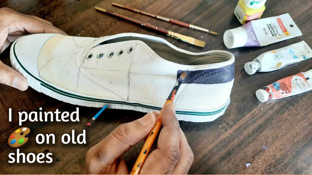 I painted on old shoes 🎨🖌 | Abstract art | Acrylic paint on shoes |   How to | shoes painting