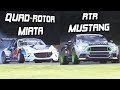 Mad Mike's Quad-Rotor Miata vs. Vaughn Gittin Jr.'s RTR Mustang! - INSANE Drift Builds