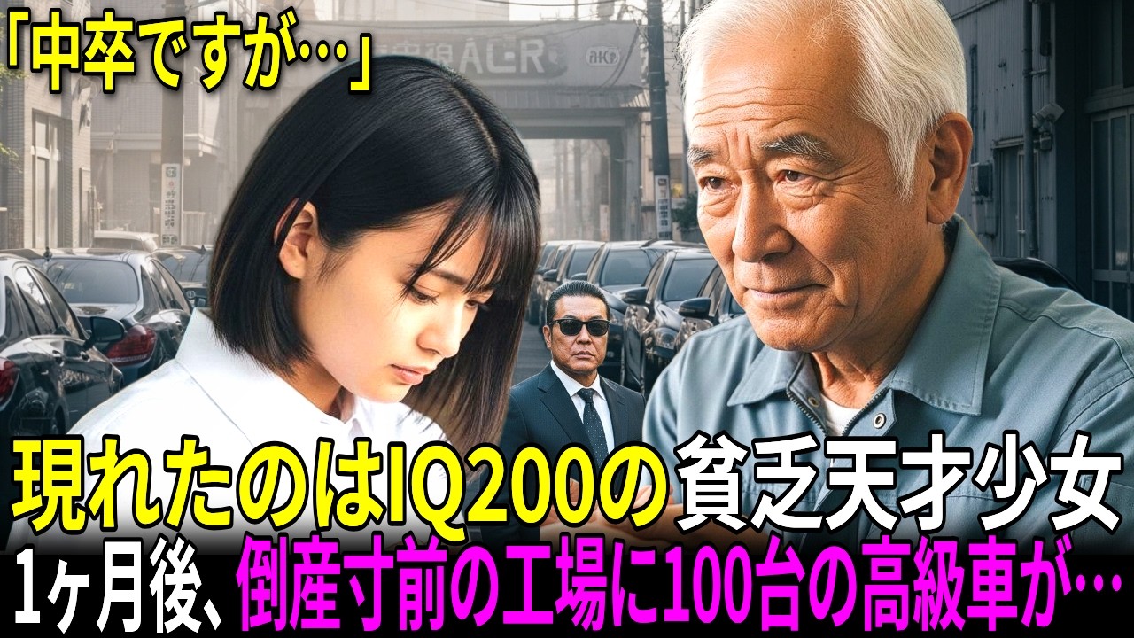 「中卒ですが…」廃業寸前の整備工場に現れたIQ200の17歳貧乏天才少女。1ヶ月後、エンストした高級車に乗っていたヤクザを助けた翌日、100台の黒塗り高級車が現れ…【感動する話】【朗読】