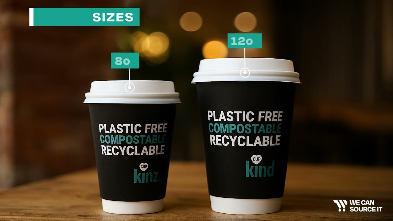 We Can Source It Ltd - 12oz Double Wall Paper Cups with Bagasse Lids | Plastic-Free Hot Drinks
