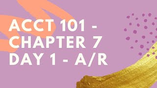 Full ACCT 101 Chapter 7 Day 1 Lecture Guide