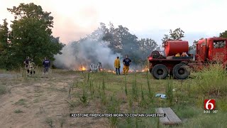 Firefighters Working To Extinguish Sand Springs Grass Fire