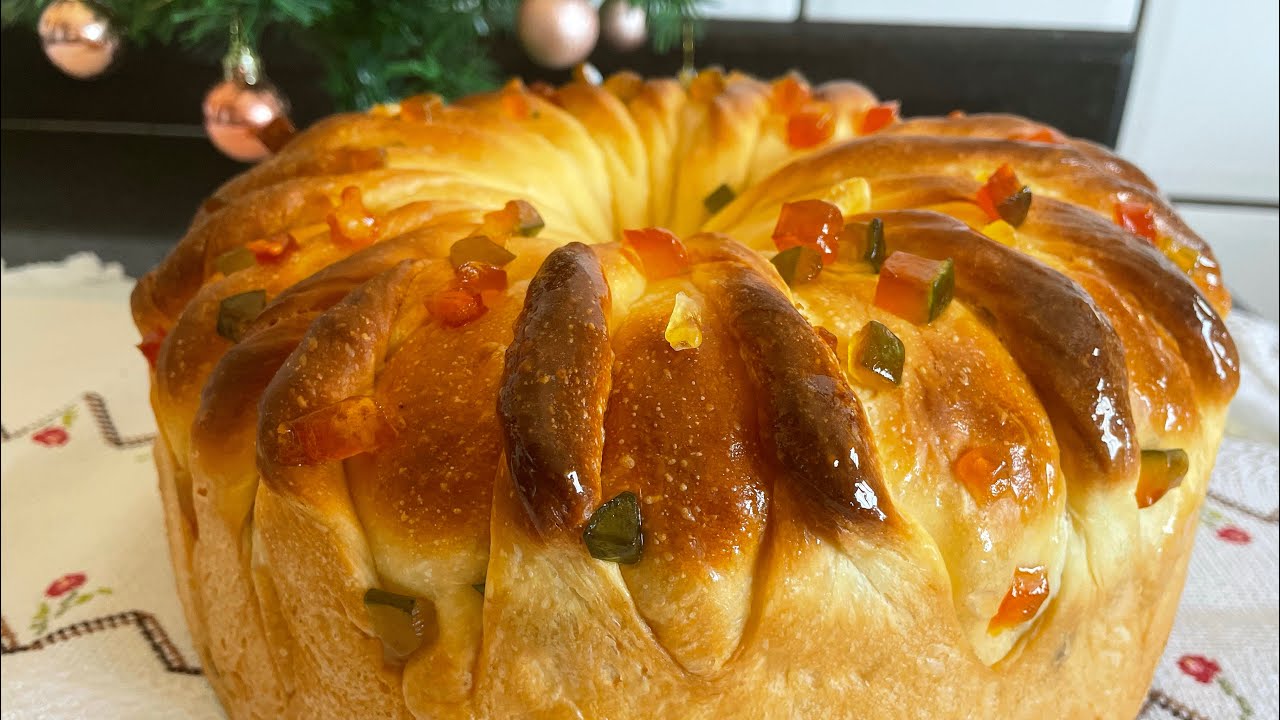 Rosca Natalina Tradicional com Frutas Cristalizadas – Linda, Fofinha e Perfeita pro Natal! 🎄