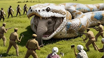 The Brave Heroes Rescue The Poor Mother Elephant From The Rampaging Giant Python