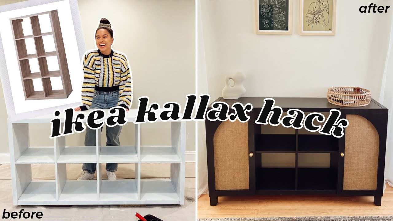 HACKING AN IKEA KALLAX SHELF INTO THE SIDEBOARD OF MY DREAMS! | DIY Arch  Doors, Faux Cane Webbing - YouTube