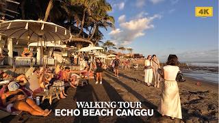 4K Echo Beach Canggu Sunset Virtual Walk | ASMR Walking Tour Canggu Bali Today