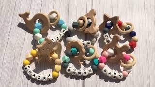 Upalupa Baby Keepsake Rattle Teether Toy with Personalized Name