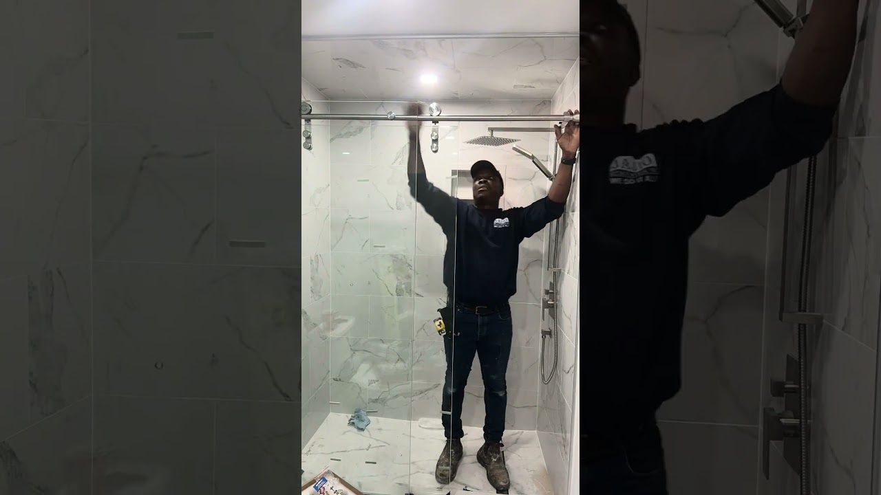 Hand-held shower faucet and door install🚿🛁✅ 
