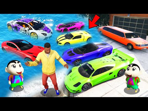 GTA 5 : Shinchan , Pinchan & Franklin Collecting Rare Cars In Tsunami In GTA 5 ! (GTA 5 Mods)