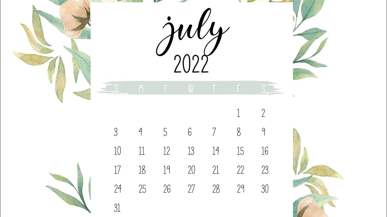 July calendar 2022 