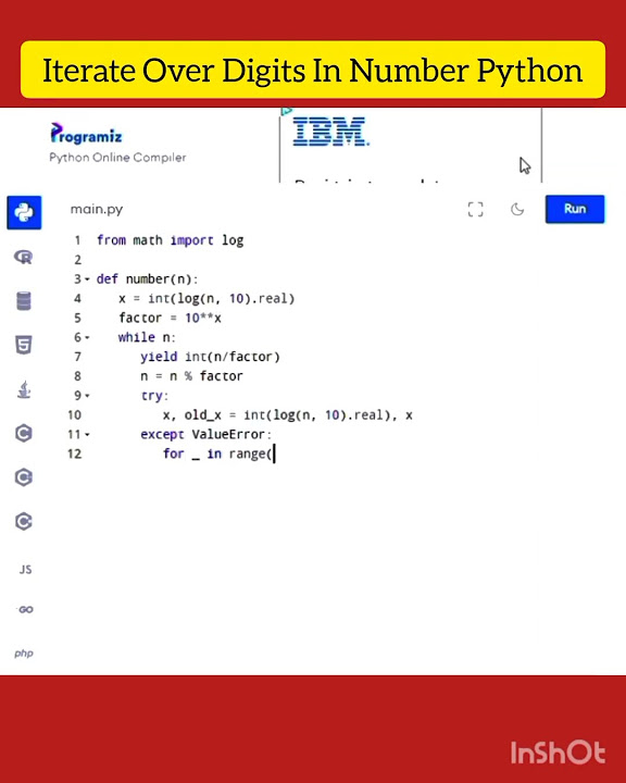 ITERATE OVER DIGITS IN NUMBER PYTHON - YouTube